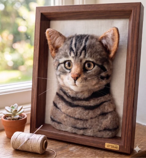 Gatinho realista em feltragem
